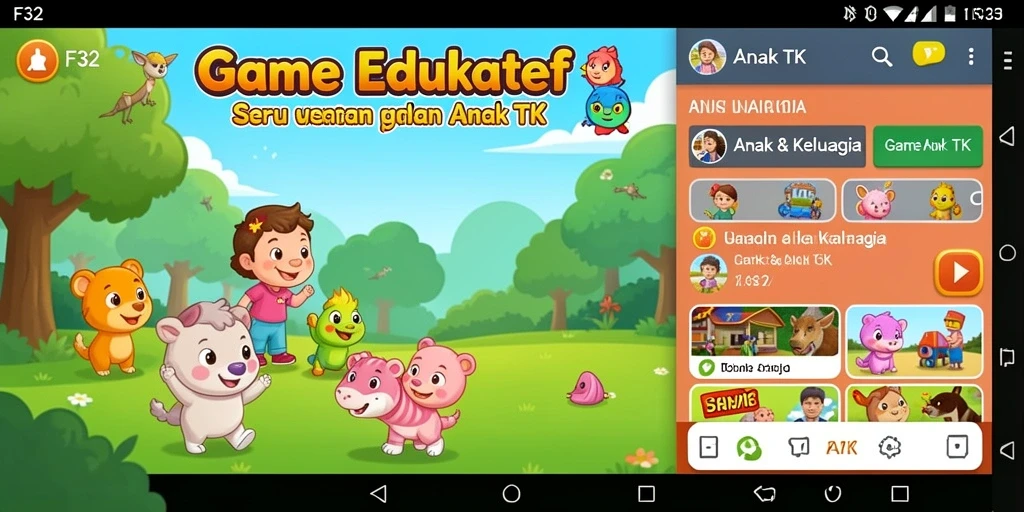 Antarmuka F32 yang cerah dan menarik untuk anak-anak.
