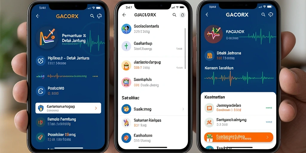 Tampilan antarmuka GACORX yang menarik untuk pemantauan detak jantung.