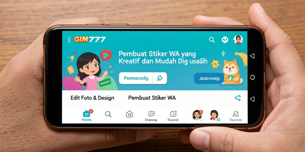 Tampilan antarmuka aplikasi GIM777 untuk Pembuat Stiker WA.
