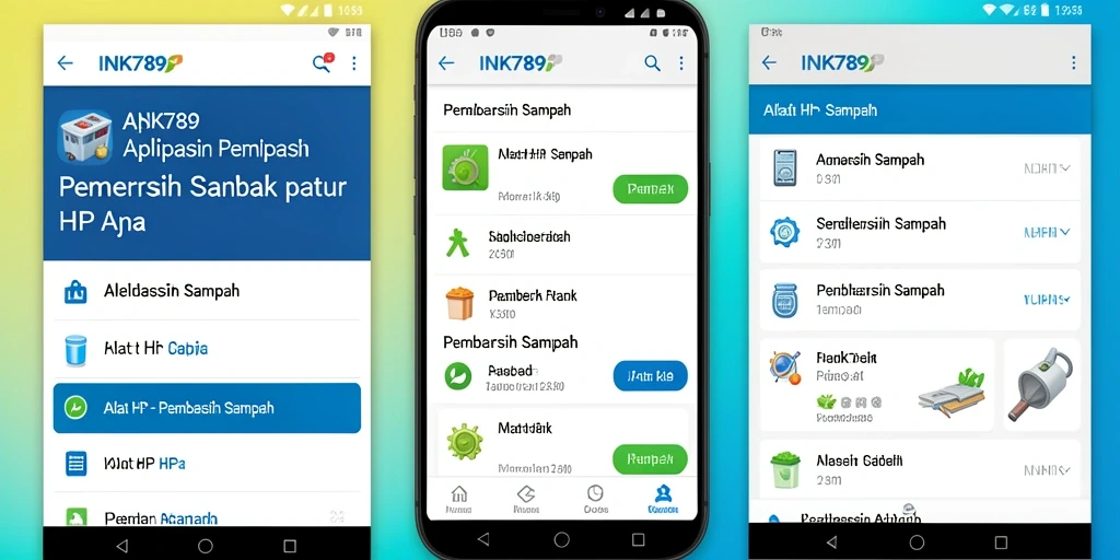 Antarmuka pengguna aplikasi Pembersih Sampah INK789 yang intuitif.