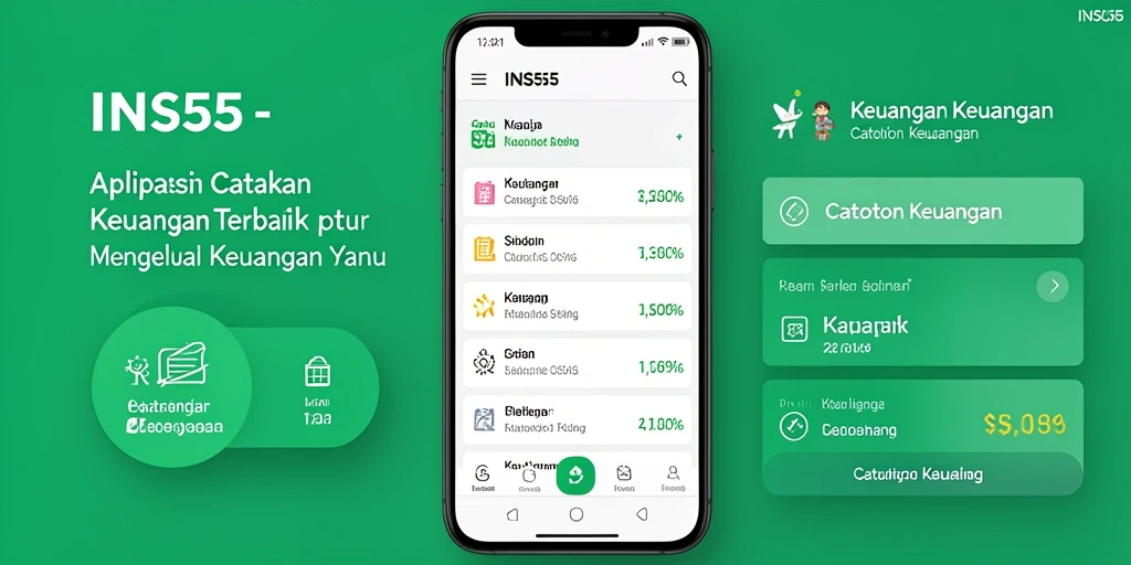 Antarmuka aplikasi INS55 yang sederhana dan efektif untuk catatan keuangan.