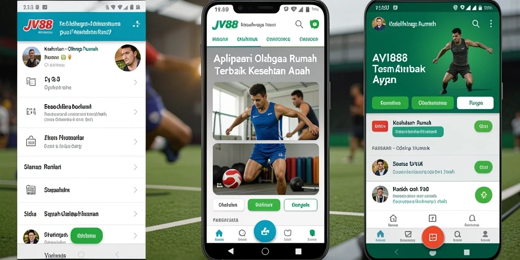 Screenshot antarmuka aplikasi JV88 dengan fitur latihan olahraga rumah.