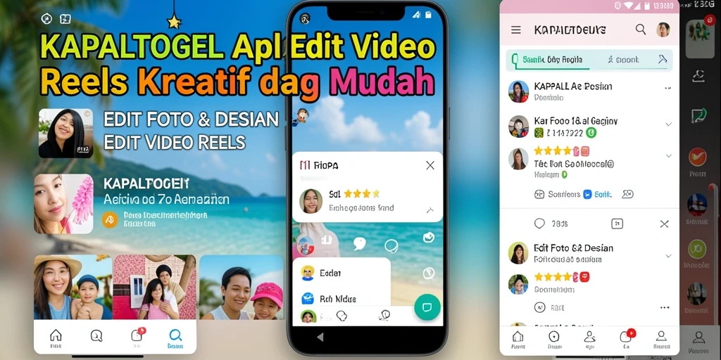 Antarmuka modern KAPALTOGEL untuk editing video reels.