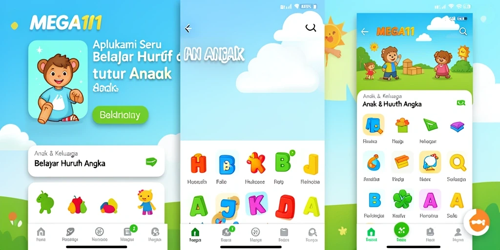 Antarmuka aplikasi MEGA111 yang interaktif dan penuh warna.